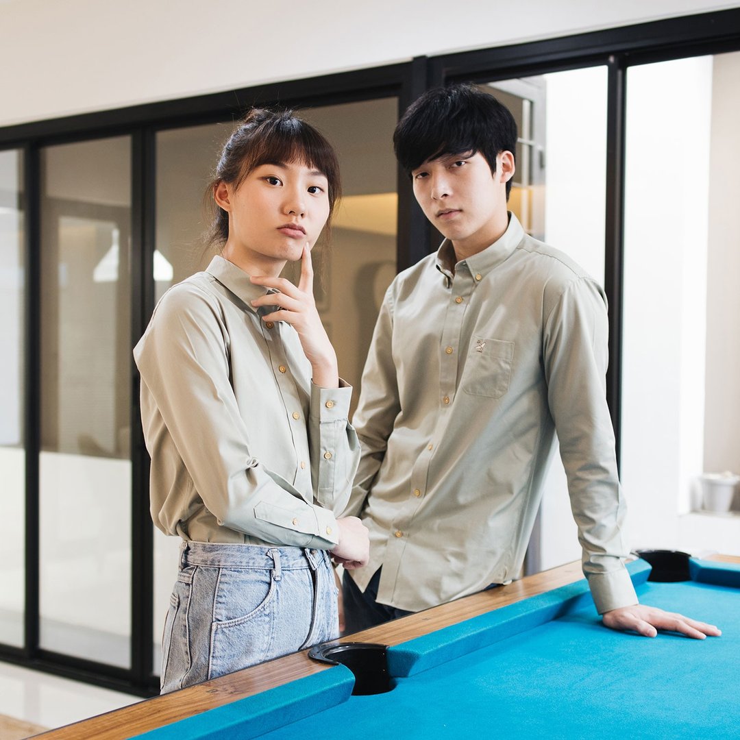 (SOLD) AIRPLANE // green // women long sleeves - 女装衬衫 - 棉 绿色