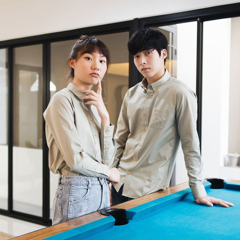 (SOLD) AIRPLANE // green // women long sleeves - 女装衬衫 - 棉．麻 绿色