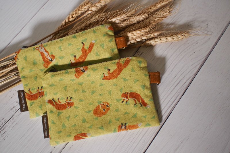 走走系列万用袋/零钱包/收纳袋/限量手工包/狐狸/现货供应中 - 零钱包 - 棉．麻 绿色