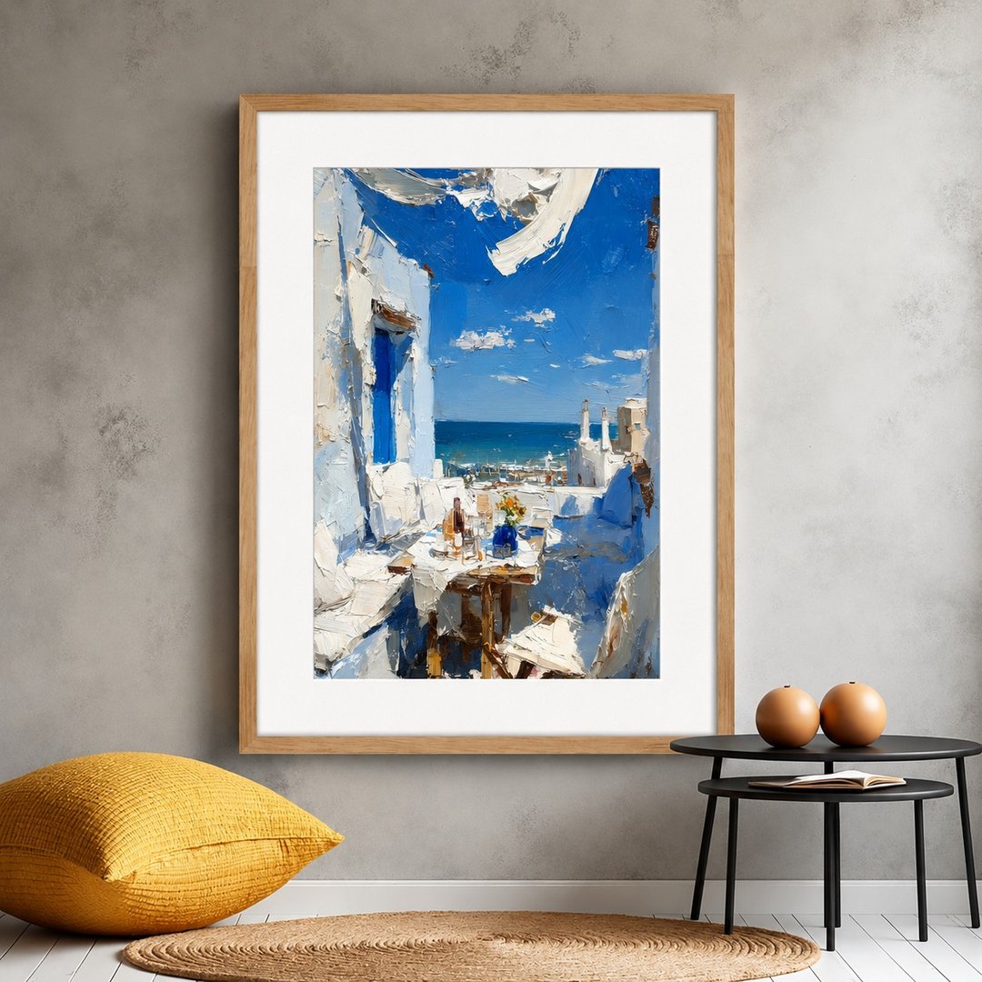 装饰画 - 附画框 |地中海海景挂画 | 挂画 | 入厝礼 | 商店布置 - 画框/相框 - 纸 蓝色