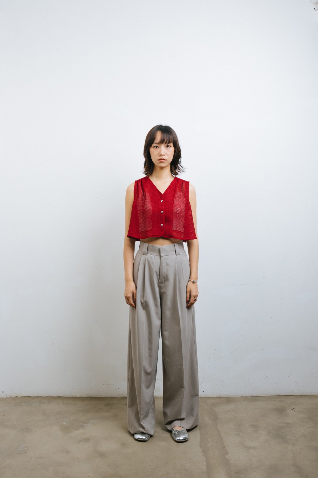 网状马甲背心 crochet vest coat - 女装背心 - 其他材质 红色