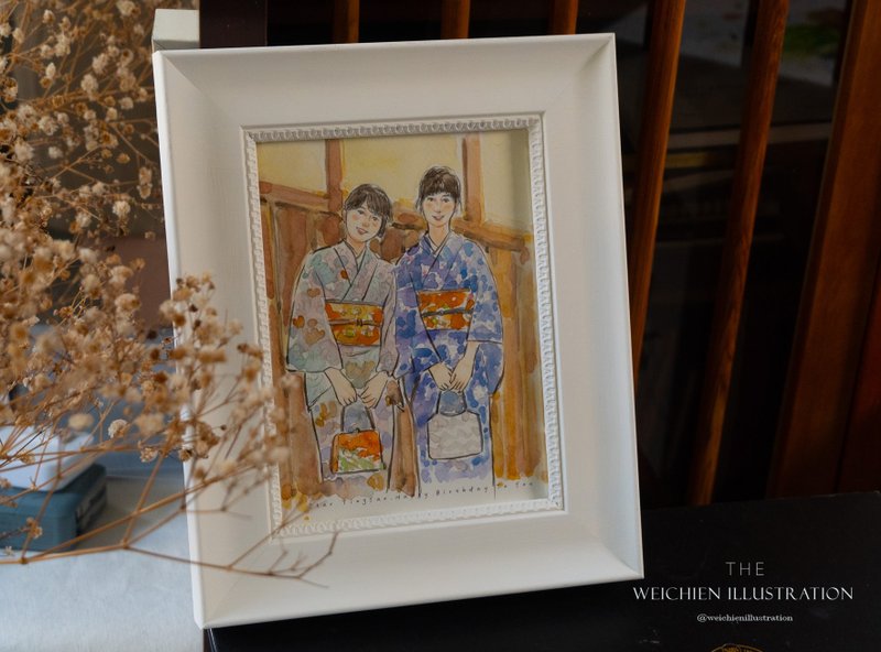 似颜绘水彩手绘15X20cm 定制插画礼物  下单前请先联系设计师 - 订制画像 - 纸 