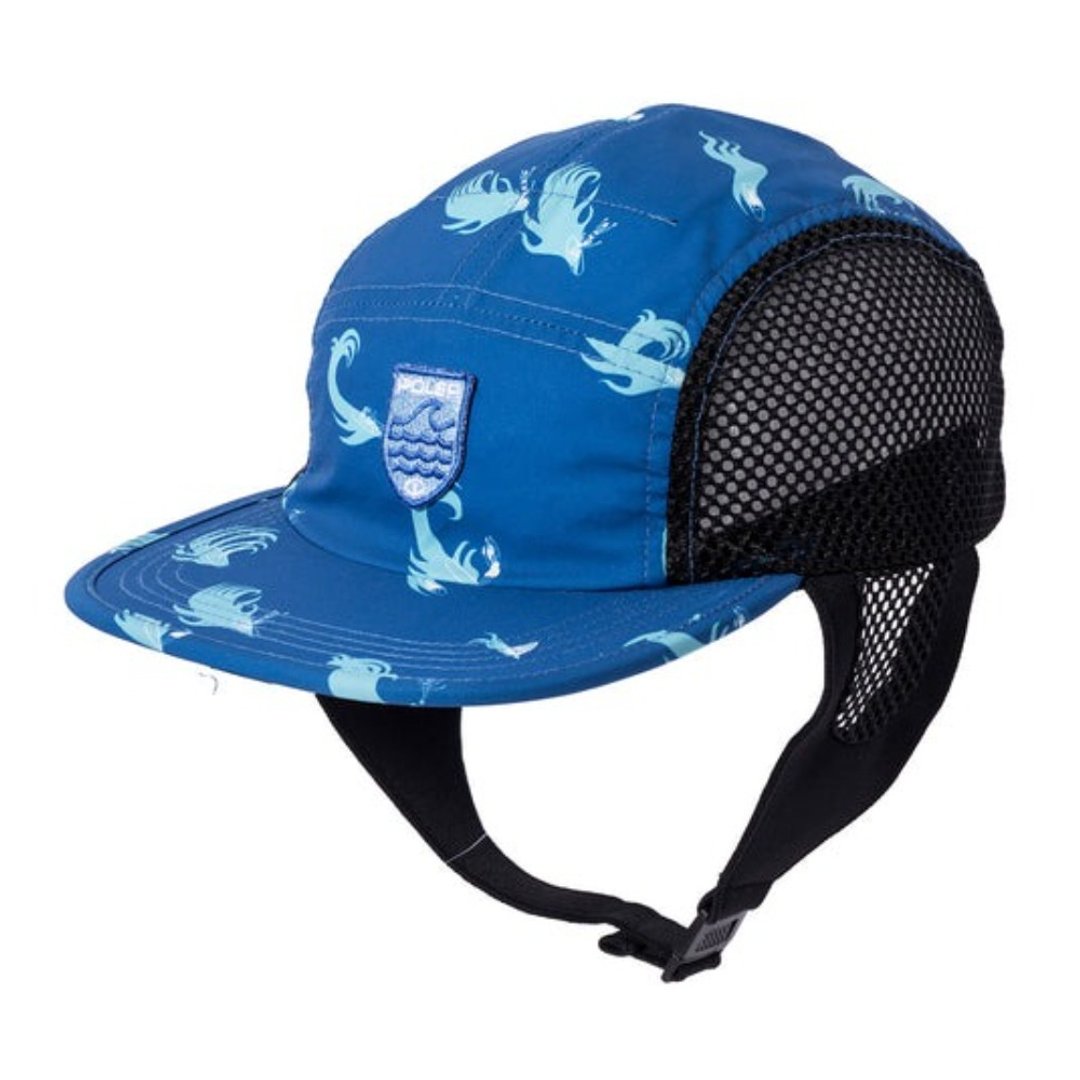 日本限定 POLER 2WAY SURF CAP 两用冲浪五片帽 附扣带 / 蓝印花 - 帽子 - 聚酯纤维 蓝色