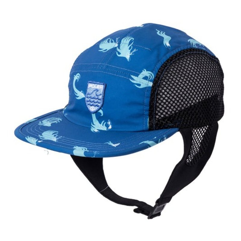 日本限定 POLER 2WAY SURF CAP 两用冲浪五片帽 附扣带 / 蓝印花 - 帽子 - 聚酯纤维 蓝色