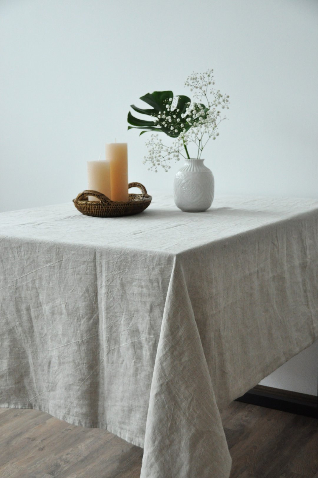 70 colors linen round, rectangle, square rustic tablecloth / Sustainable gift - 餐垫/桌巾 - 亚麻 多色