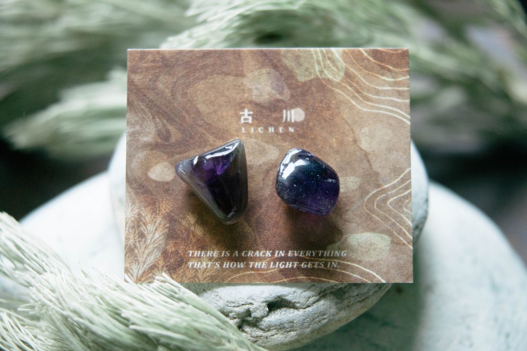 CRACK | 矿物系耳环 |  EARRINGS - 耳环/耳夹 - 玉石 紫色