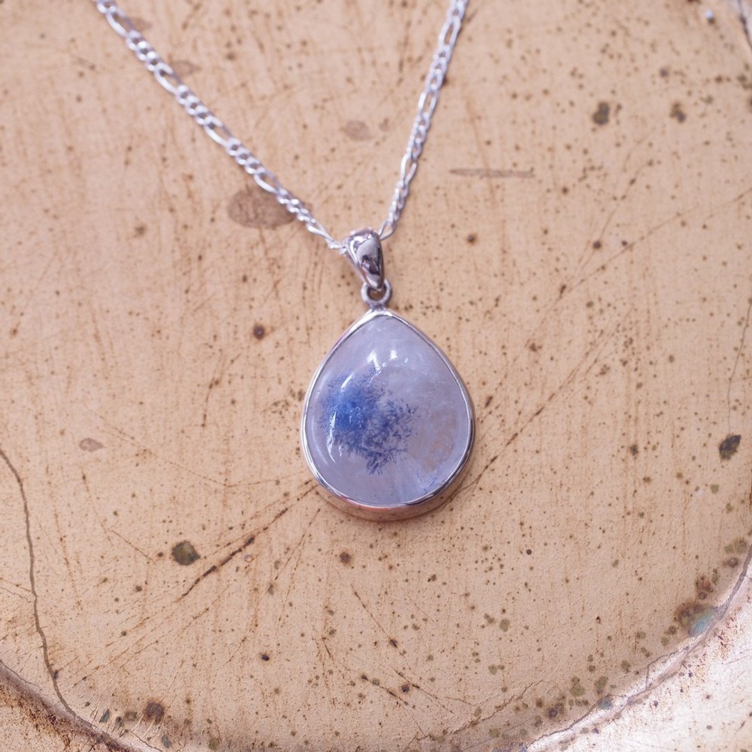蓝线石 手工银链 Dumortierite in quartz silver necklace - 项链 - 半宝石 蓝色