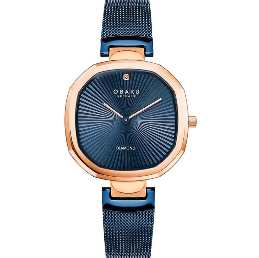 Obaku 八角哲学淑女晶钻腕表  V277LXVLML - 女表 - 不锈钢 蓝色