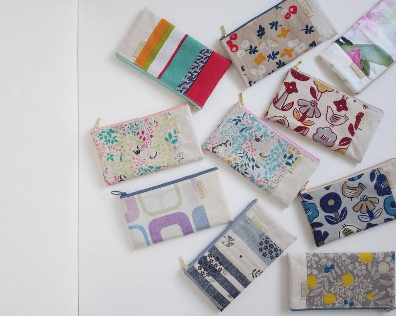 【FBR/分类钱袋】薰衣草香砖 几何方块 四格层 内里防泼水 - 皮夹/钱包 - 棉．麻 紫色