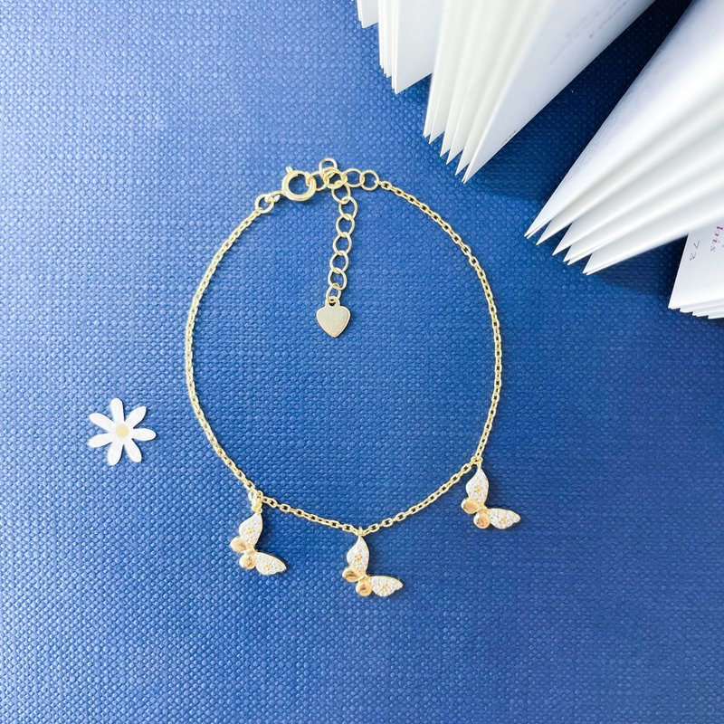 ::翩翩蝴蝶::银镀金 手链 - 手链/手环 - 纯银 金色