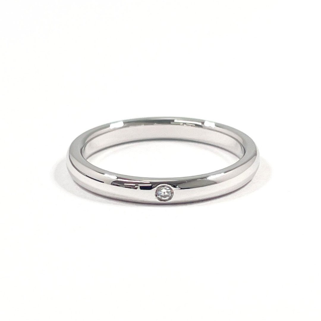 【日本直运．近全新】14.5 号 蒂芙尼 TIFFANY&Co. 戒指 堆叠戒指 (stacking band ring) 艾尔莎·佩雷蒂 Elsa Peretti Pt950 铂金钻石 - 戒指 - 贵金属 银色