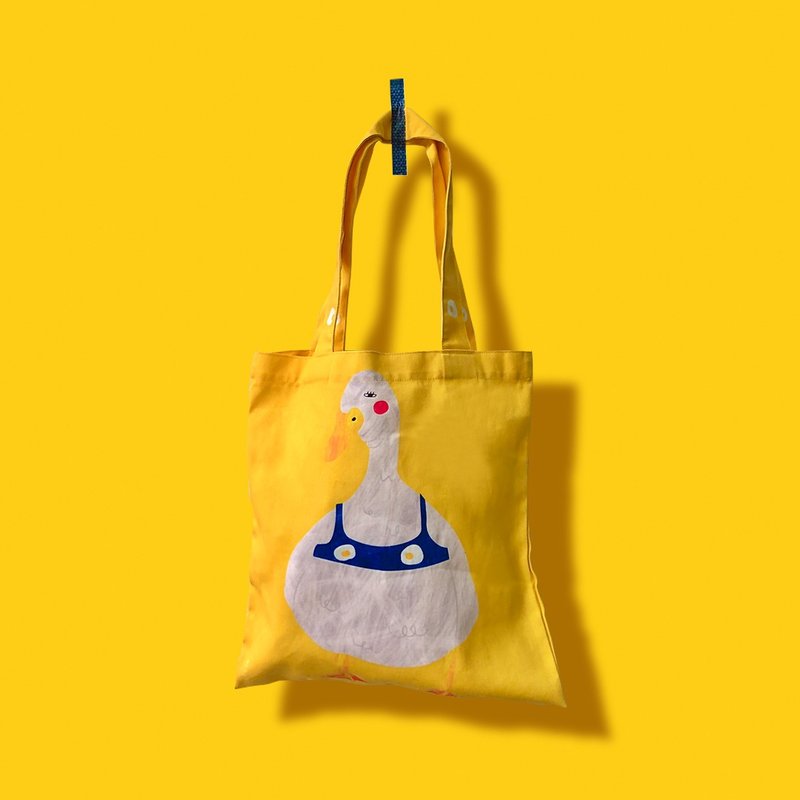 Tote bag canvas : Duck quace quace - 公文包/医生包 - 棉．麻 黄色