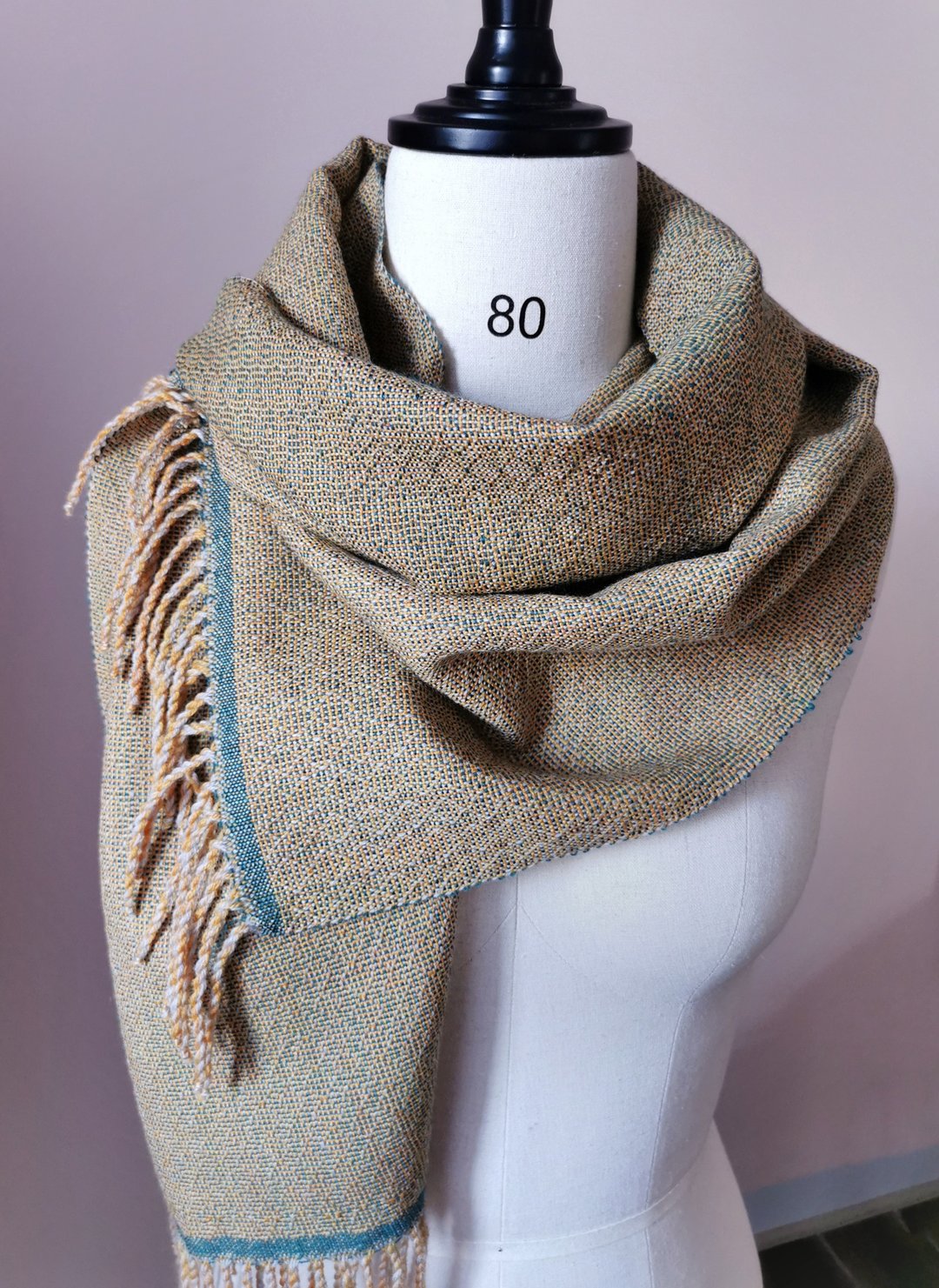 Handwoven by Carina | 手织美丽诺羊毛围巾 - 围巾/披肩 - 羊毛 绿色