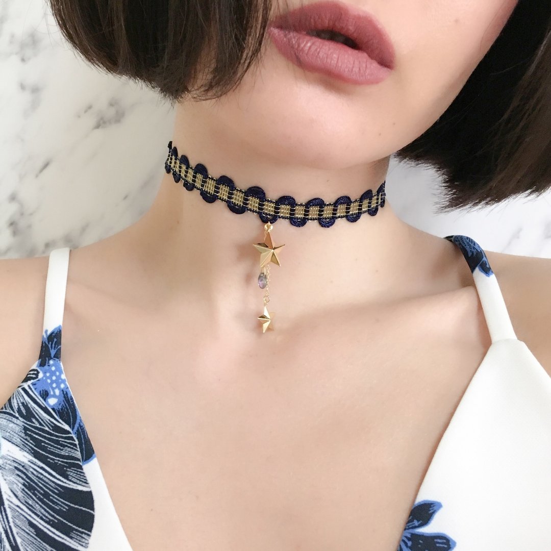 If you see a shooting star, the star choker SV051 - 颈链 - 聚酯纤维 蓝色