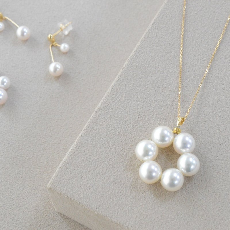 Akoya天然珍珠 K金项链 日本直送 手工设计 - 项链 - 珍珠 