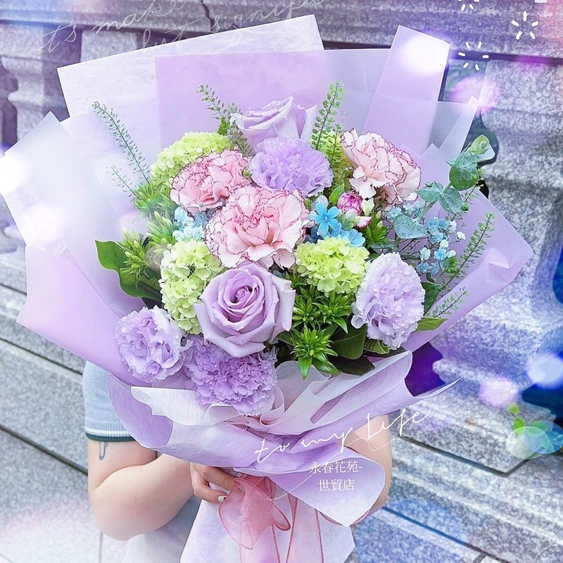 心月如昔鲜花花束 | 情人节 生日 送礼首选 | 台北可自取 - 干燥花/捧花 - 植物．花 紫色