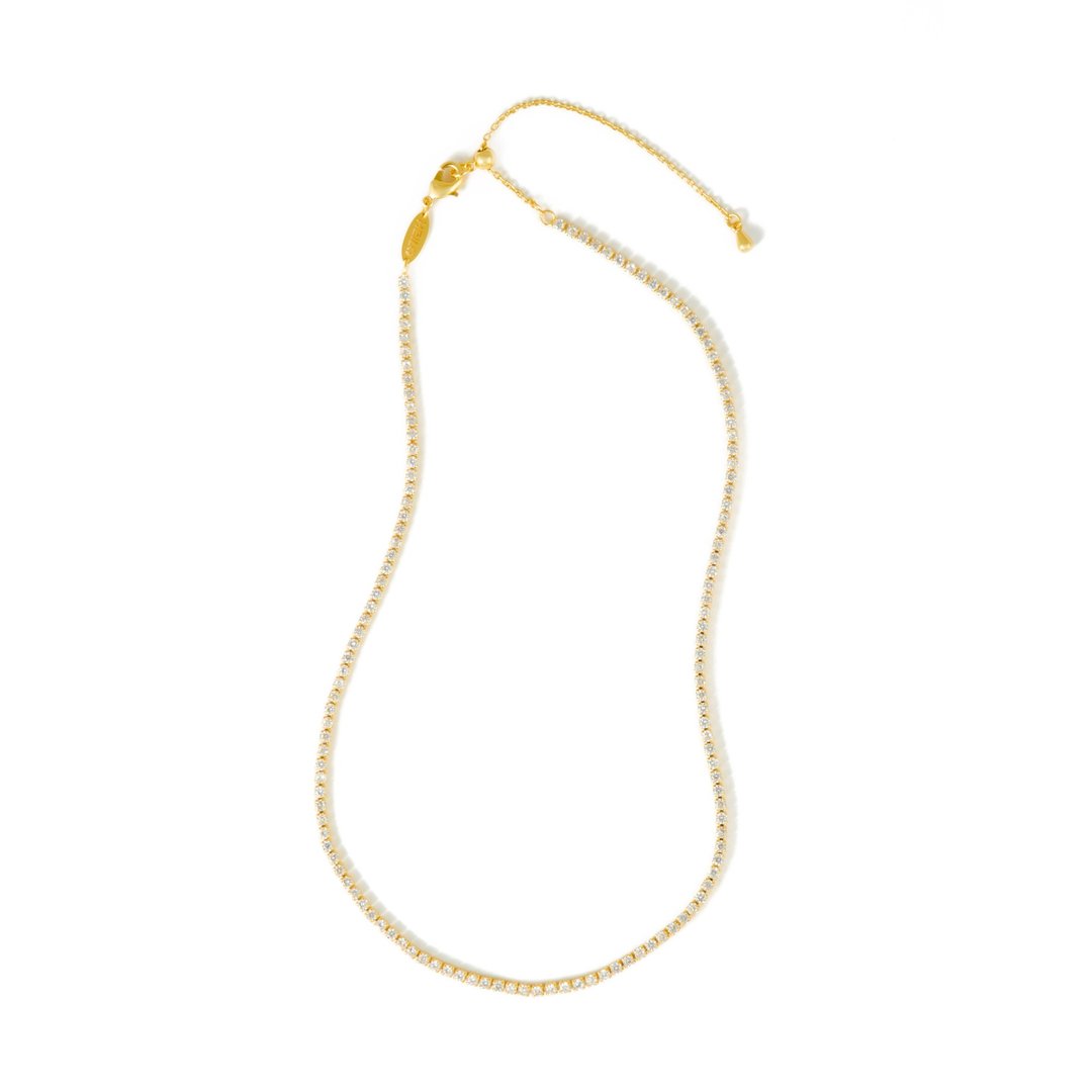 欧美风格 Emma钻石项链 精镀14k金 Tennis Necklace设计师款 - 项链 - 铜/黄铜 金色