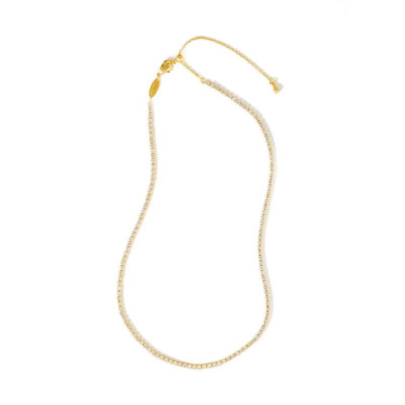 欧美风格 Emma钻石项链 精镀14k金 Tennis Necklace设计师款 - 项链 - 铜/黄铜 金色