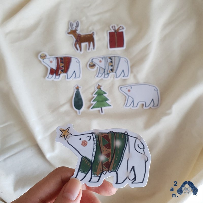 Christmas Sticker Flake : Polar bear (Random) - 贴纸 - 防水材质 