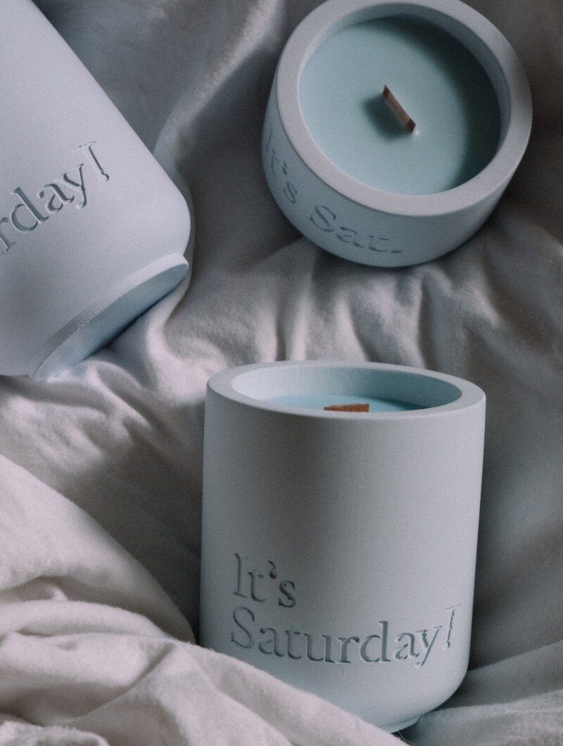 It's Saturday 花皂香调 手工水泥杯大豆蜡烛 No.004 假日赖床 - 香薰/精油/线香 - 水泥 绿色