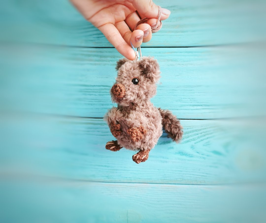Cute Quokka plush, car hanging,  car view mirror,  car charm - 钥匙链/钥匙包 - 其他材质 卡其色