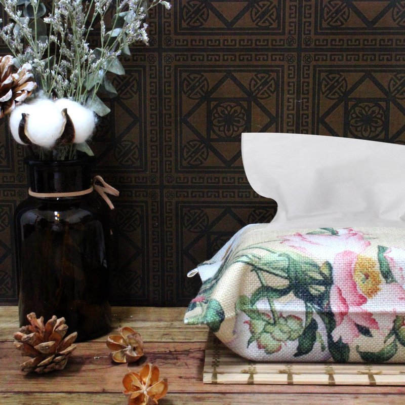 圣上红-国宝抽纸盒套芍药 - 纸巾盒 - 其他人造纤维 红色