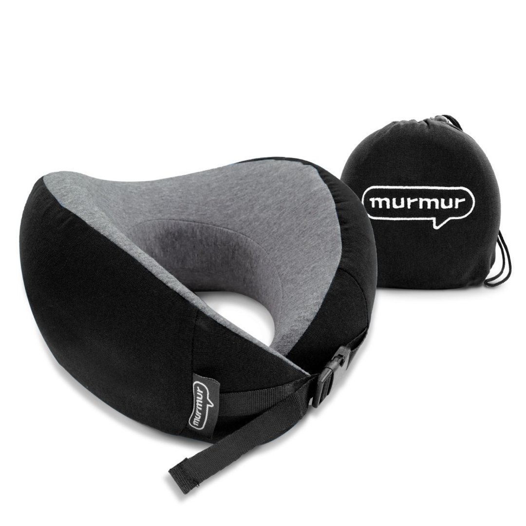 murmur牛角颈枕|U型护颈枕推荐(附收纳袋)NPN001(黑) - 颈枕/旅行枕 - 聚酯纤维 黑色