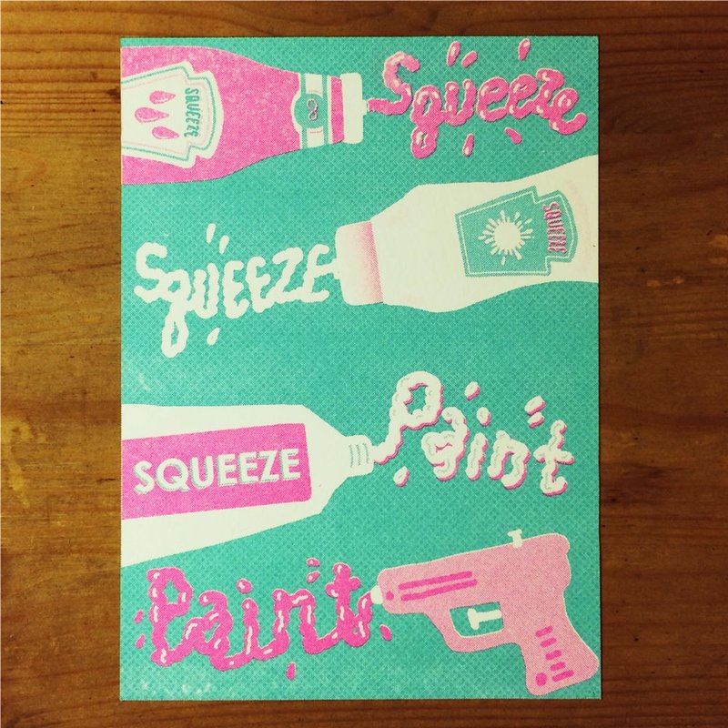 risograph 8月色彩实验 pink+mint 明信片 - 卡片/明信片 - 纸 白色