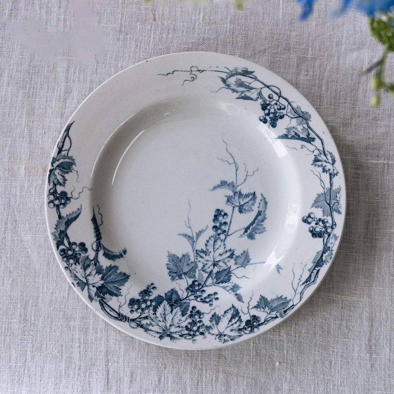 粉彩蓝餐盘 直径22cm - 盘子/餐盘/盘架 - 陶 