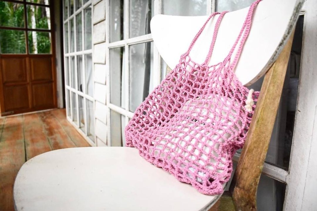 Pink Nagridia Crochet Bag - 手提包/手提袋 - 棉 粉红色
