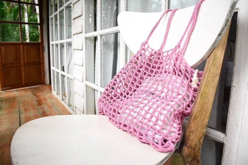 Pink Nagridia Crochet Bag - 手提包/手提袋 - 棉．麻 粉红色