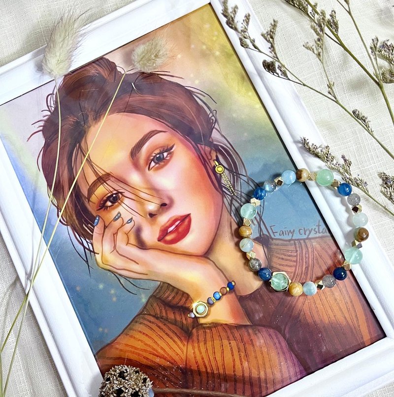 晨光下的美景幻化成晶/增口才得财运之搭配水晶 - 手链/手环 - 水晶 蓝色