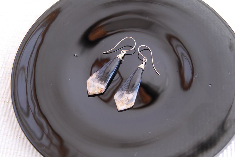 棕榈木耳环 14KGF - 耳环/耳夹 - 半宝石 黑色