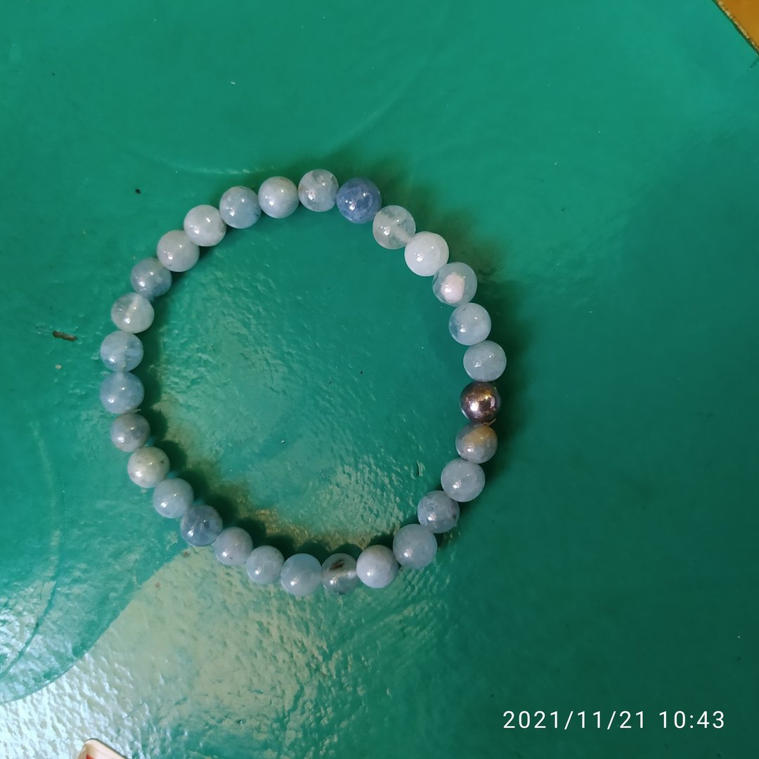 海蓝宝加银珠 - 手链/手环 - 宝石 