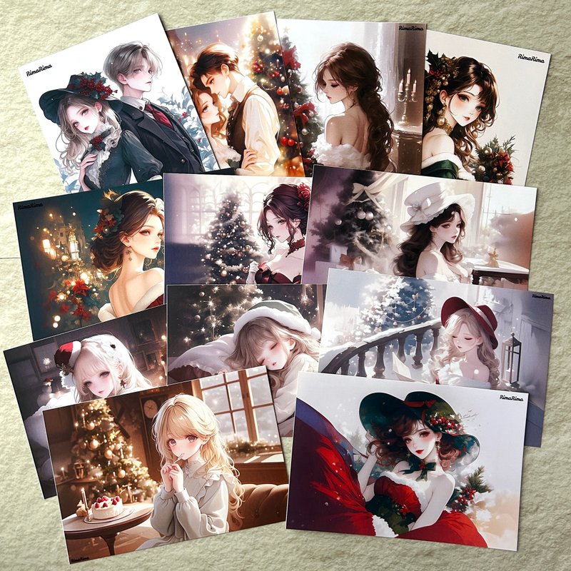 RimaRima 原创贴纸 圣诞经典女孩 贴纸组 Christmas classic girl 〜りまりま - 贴纸 - 纸 