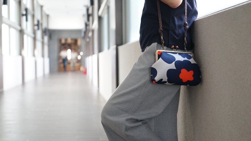 肩背包/斜背包/口金包/北欧简约口金包-蓝灰色 - 侧背包/斜挎包 - 棉．麻 灰色