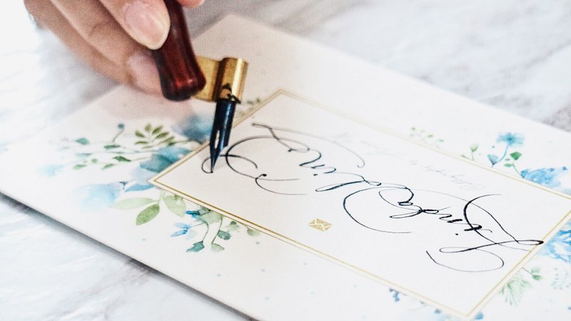 【单买】沾水笔英文花体字 定制化贺卡生日卡感谢卡 - 卡片/明信片 - 纸 白色