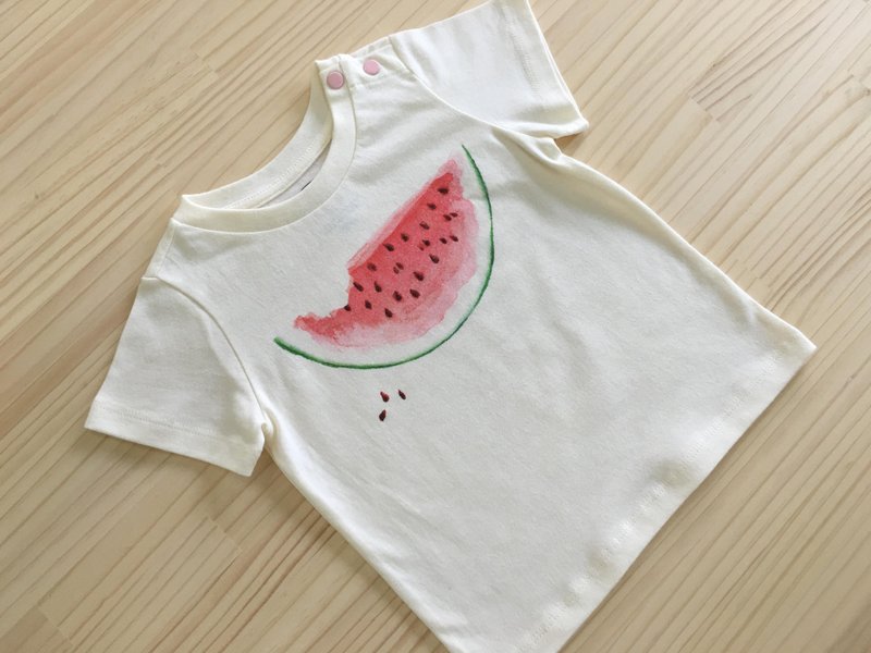 gujui爱西瓜-有机棉短袖上衣-米白 - 其他 - 棉．麻 白色