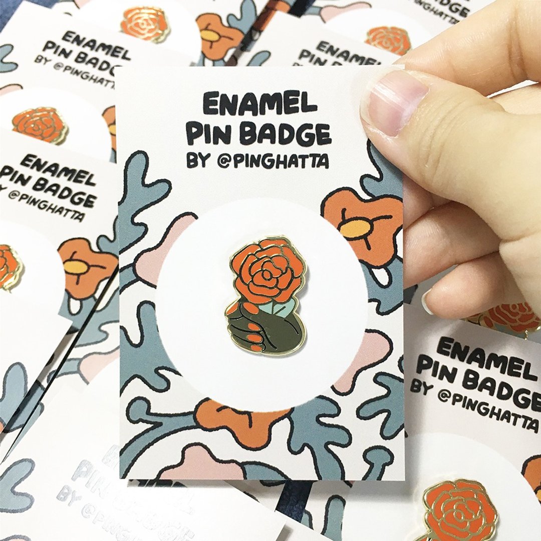 For You Flower Roses Hard Enamel Pin by Ping Hatta - 胸针 - 其他金属 