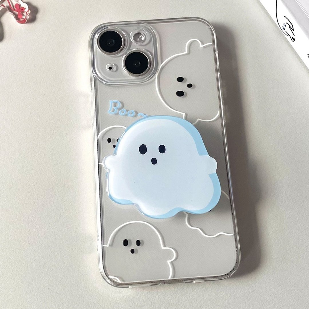 Ghost iPhone16/15/14/13/12/11保护壳压克力托克套装 - 手机壳/手机套 - 塑料 多色