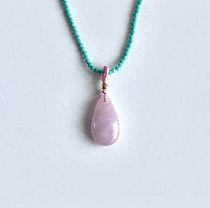 宝石系 天然矿石 紫锂辉 珠链 - 项链 - 宝石 粉红色