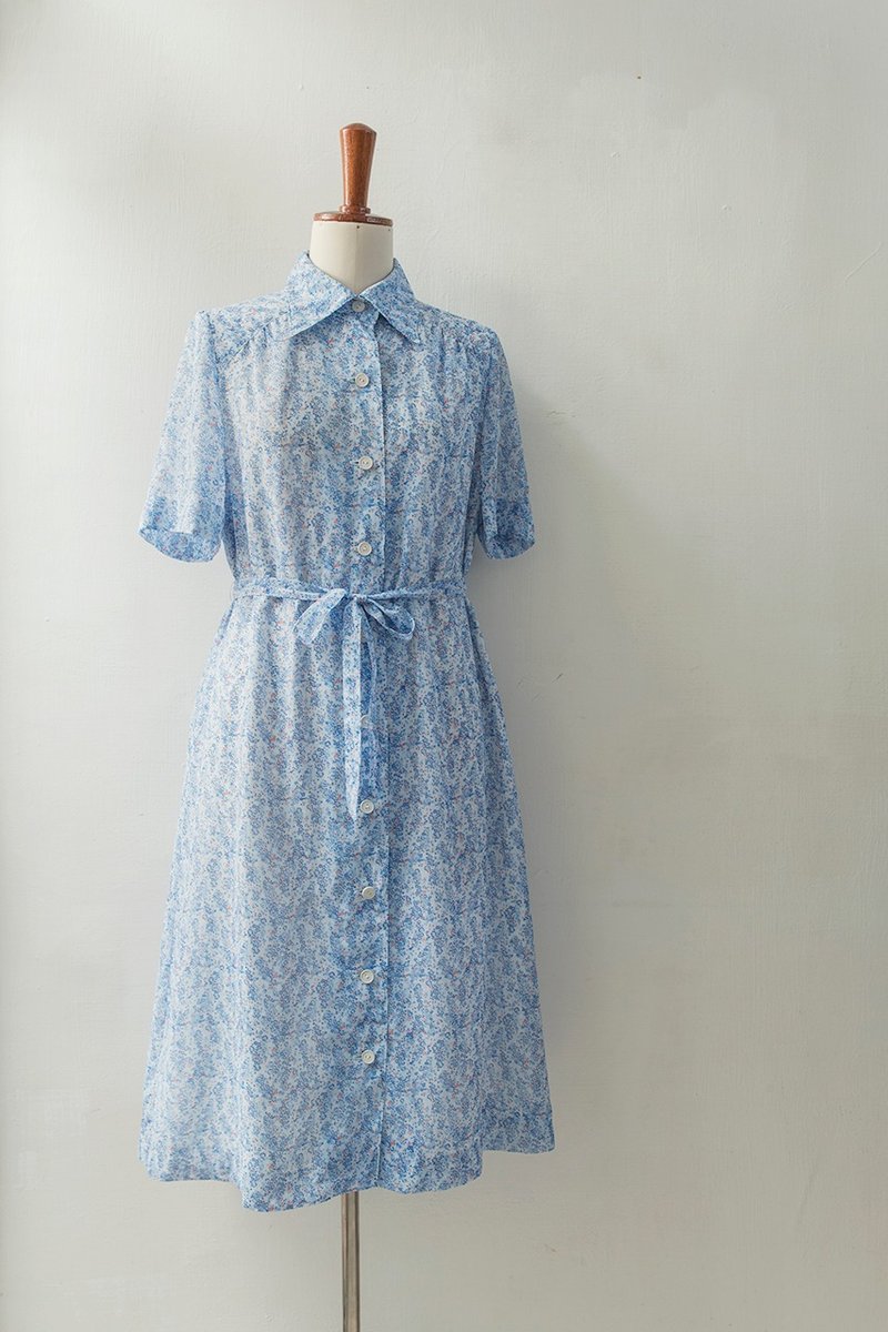 Banana Flyin’ ｜古着｜短袖 花 洋装 - 洋装/连衣裙 - 棉．麻 