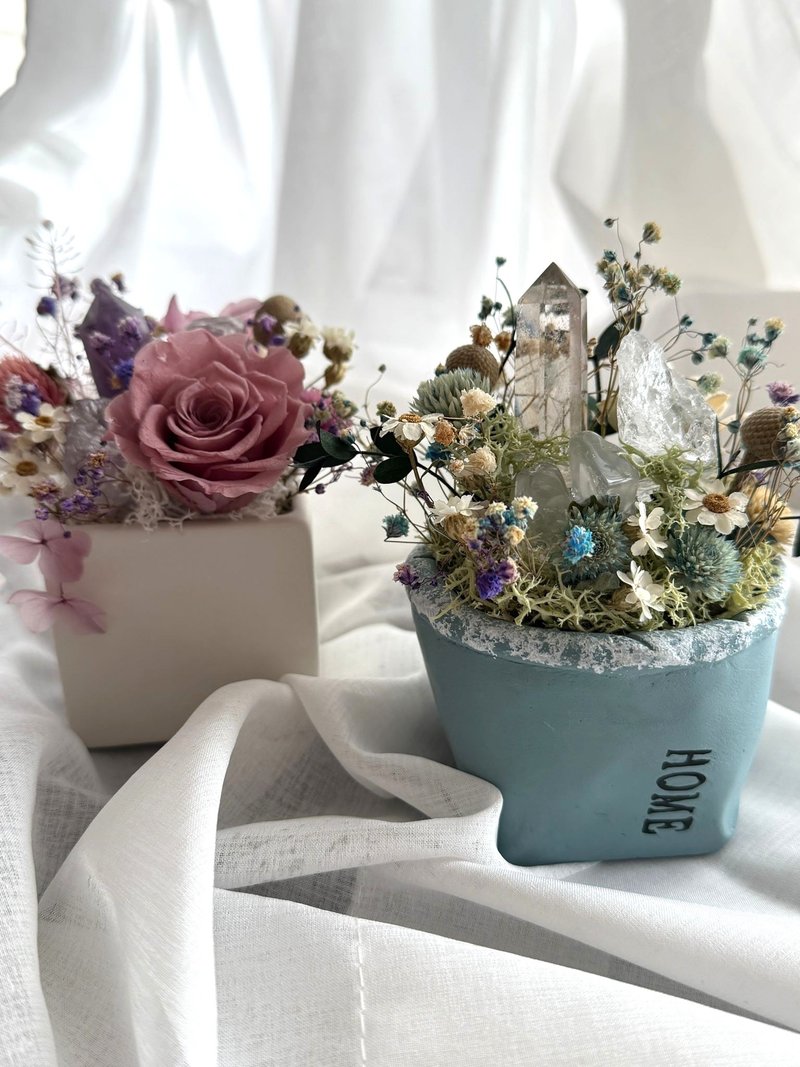 -静谧 | 紫水晶与花的交织 - 永生/干燥花与水晶组合盆栽手作课 - 植栽 - 植物．花 
