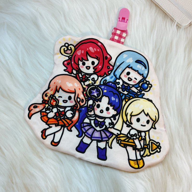 PJ手作【魔法少女】幼儿园造型手帕巾 - 围嘴/口水巾 - 棉．麻 粉红色