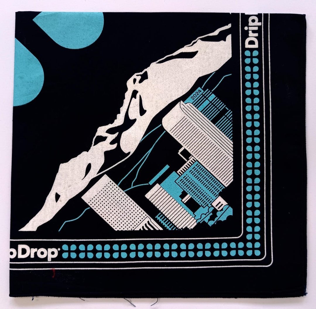 图案头巾，21 x 22 英寸，Drip Drop，棉质 - 丝巾 - 棉 蓝色