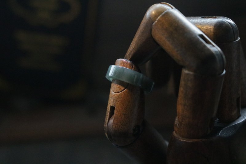 天然翡翠 方形指环戒指素圈礼盒装 - 戒指 - 玉石 绿色