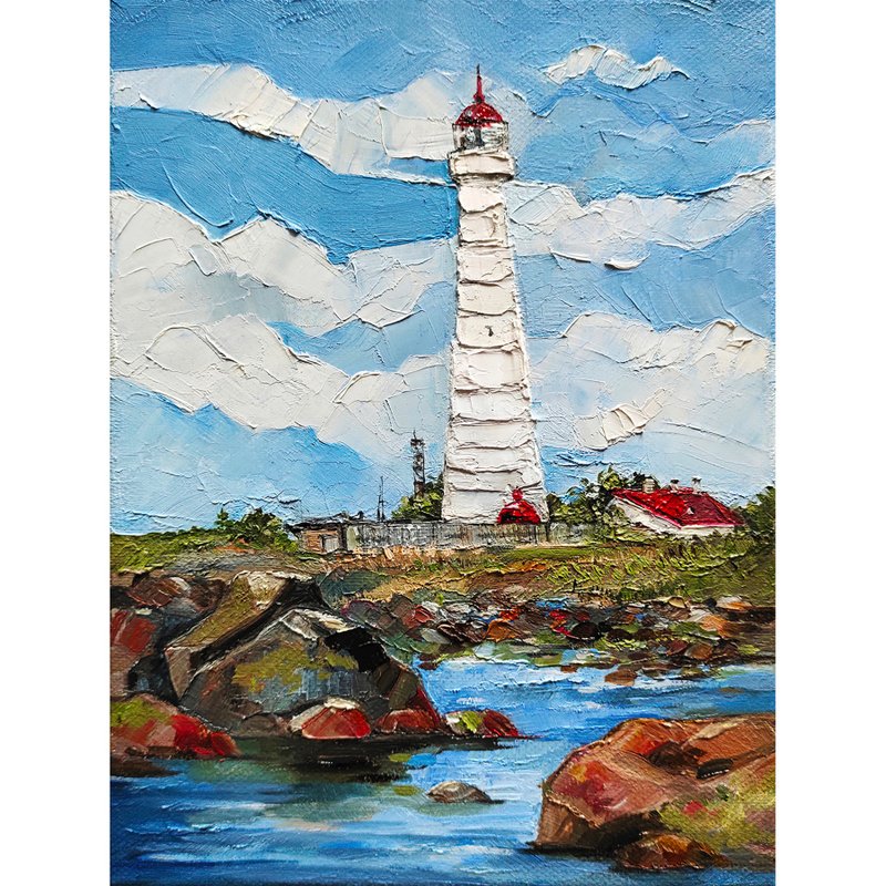 灯塔画 / 灯塔 / 绘画 / 油画 / 原画 / 手工画 / 挂画 / 风景 - 海报/装饰画/版画 - 其他材质 蓝色
