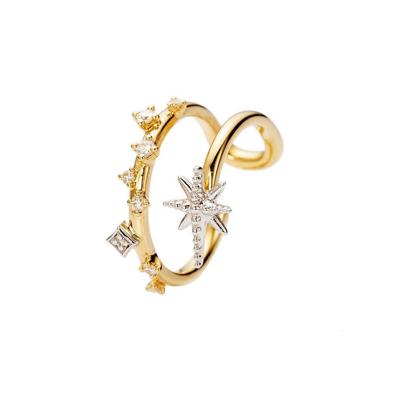 18K 双色星芒冰糖耳扣 - 耳环/耳夹 - 贵金属 金色