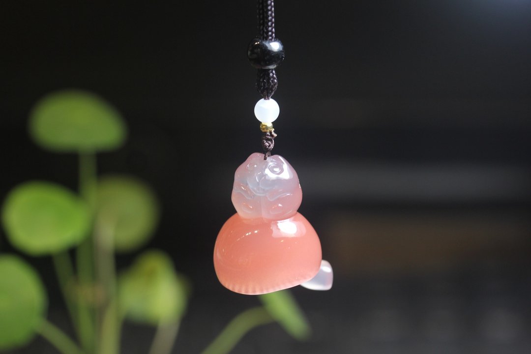 【定制款】天然非洲南红童话世界奇幻森林仓鼠红伞伞可爱挂件项链 - 项链 - 玉石 红色