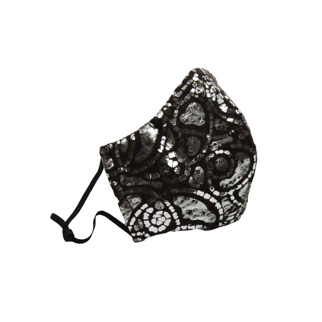 银色螺旋花纹麂皮时尚抗菌口罩【Mask-02】 - 口罩 - 真皮 黑色